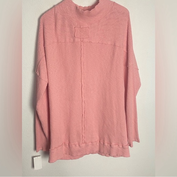 Free People Casey Tunic Heart Haze Women’s Large Knit Sweater Ribbed Mock Neck - Picture 3 of 9
